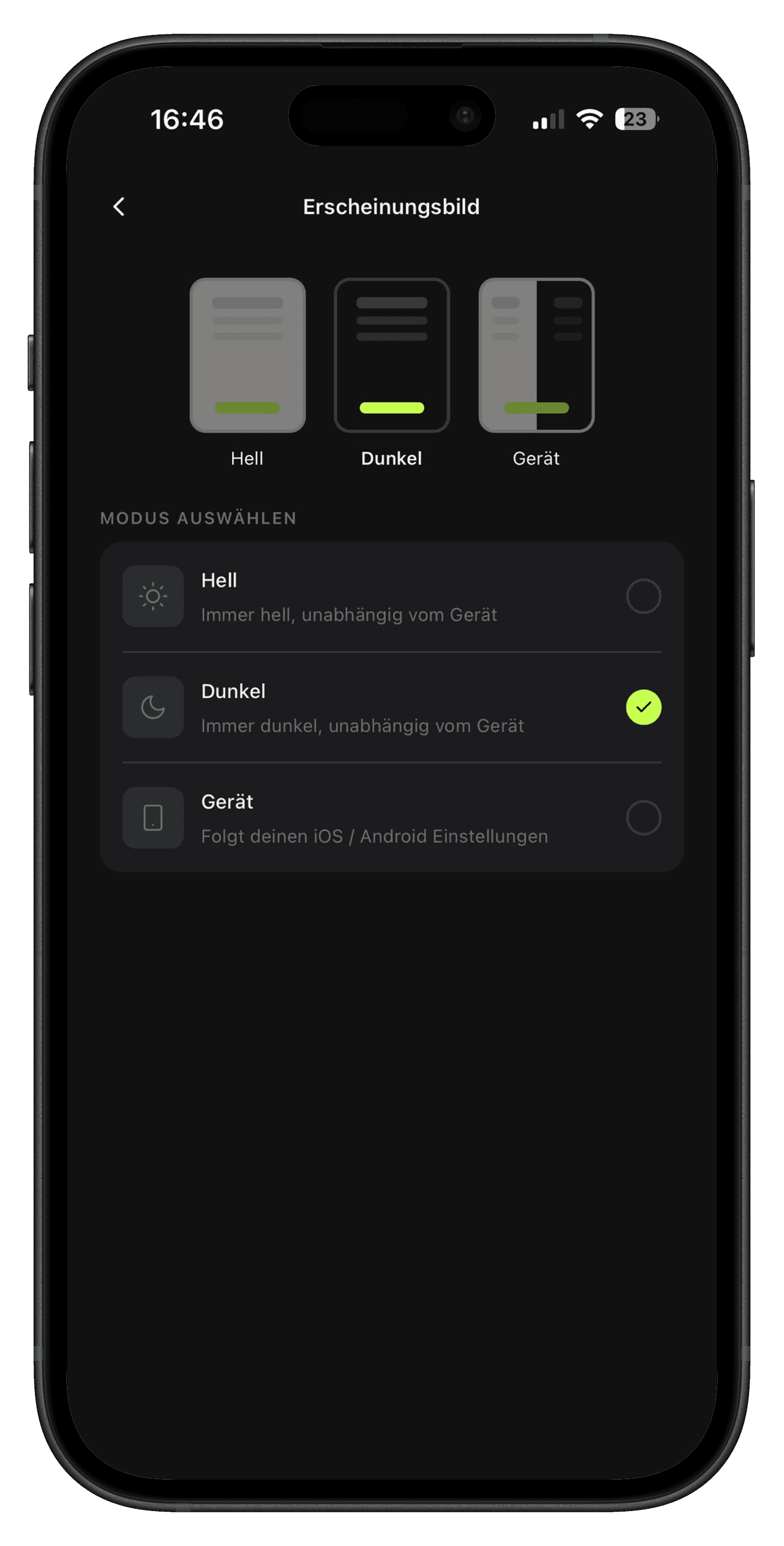Darstellungseinstellungen in der Velmio App