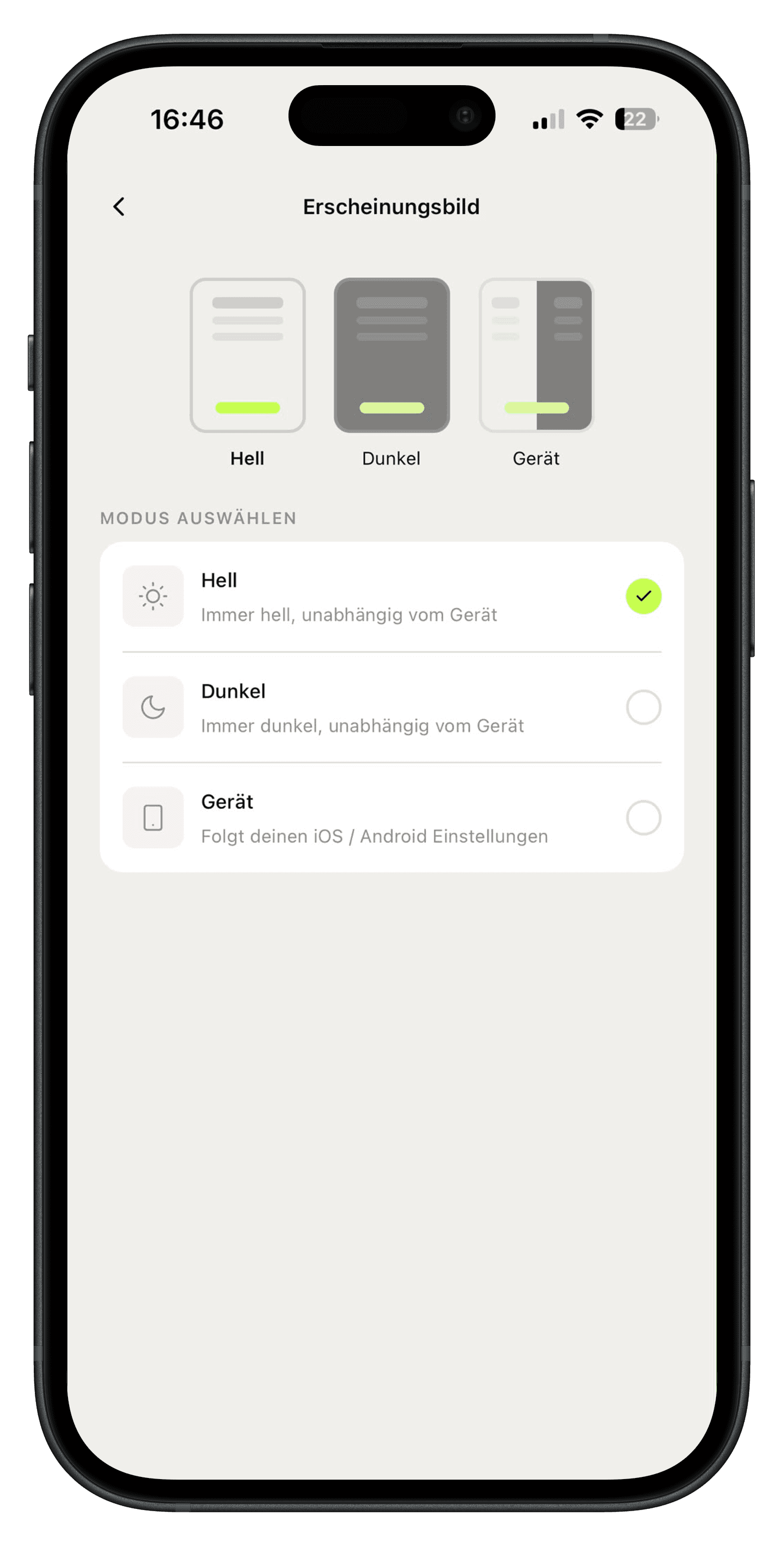 Darstellungseinstellungen in der Velmio App