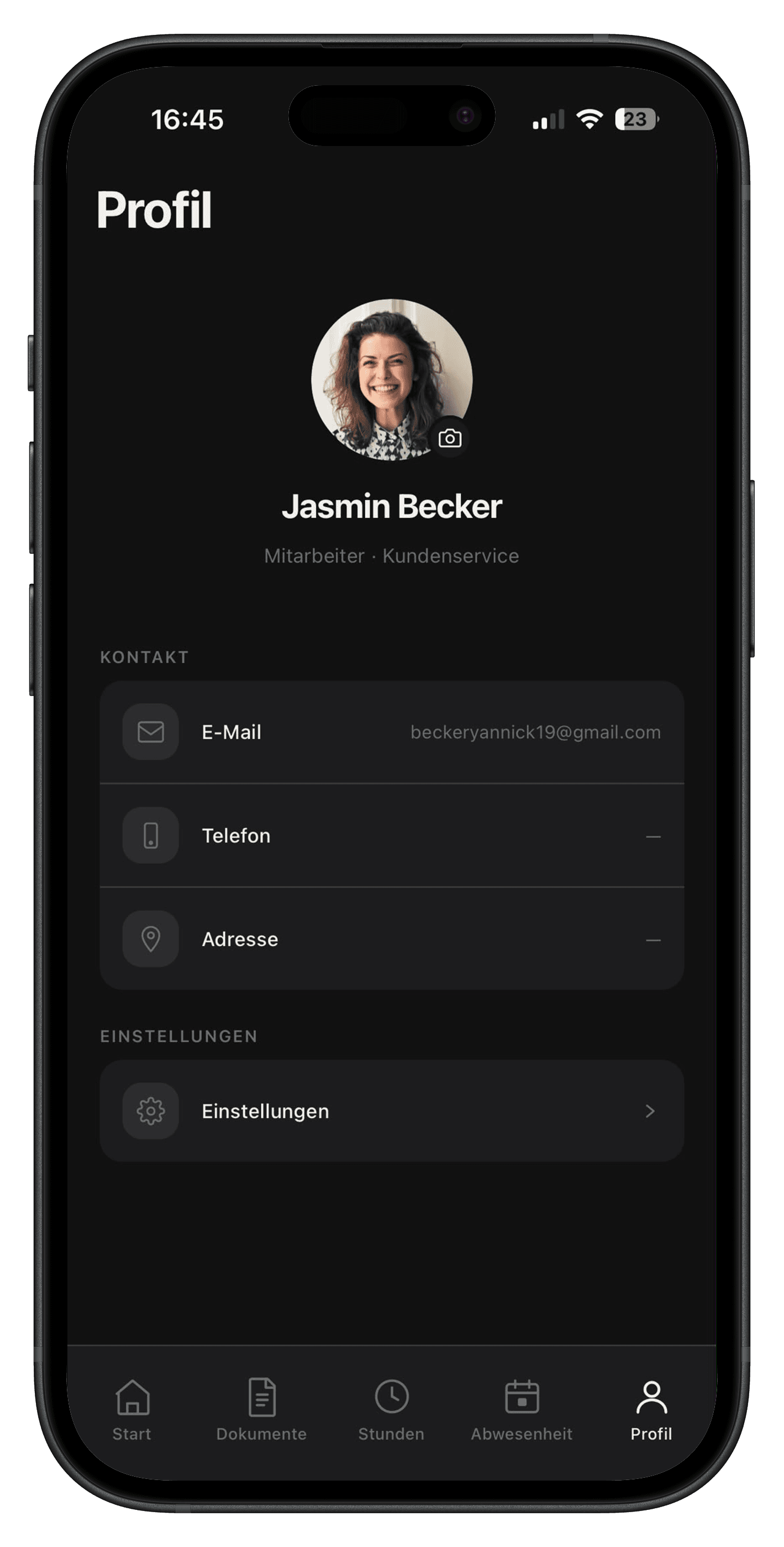 Profilübersicht in der Velmio App